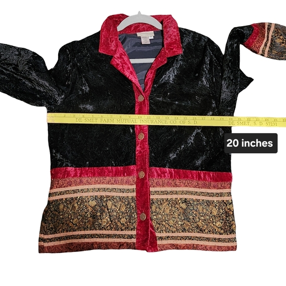 Vintage Coldwater Creek Velvet Patchwork Jacket Womens Medium Black Boho Whimsy - Picture 11 of 11